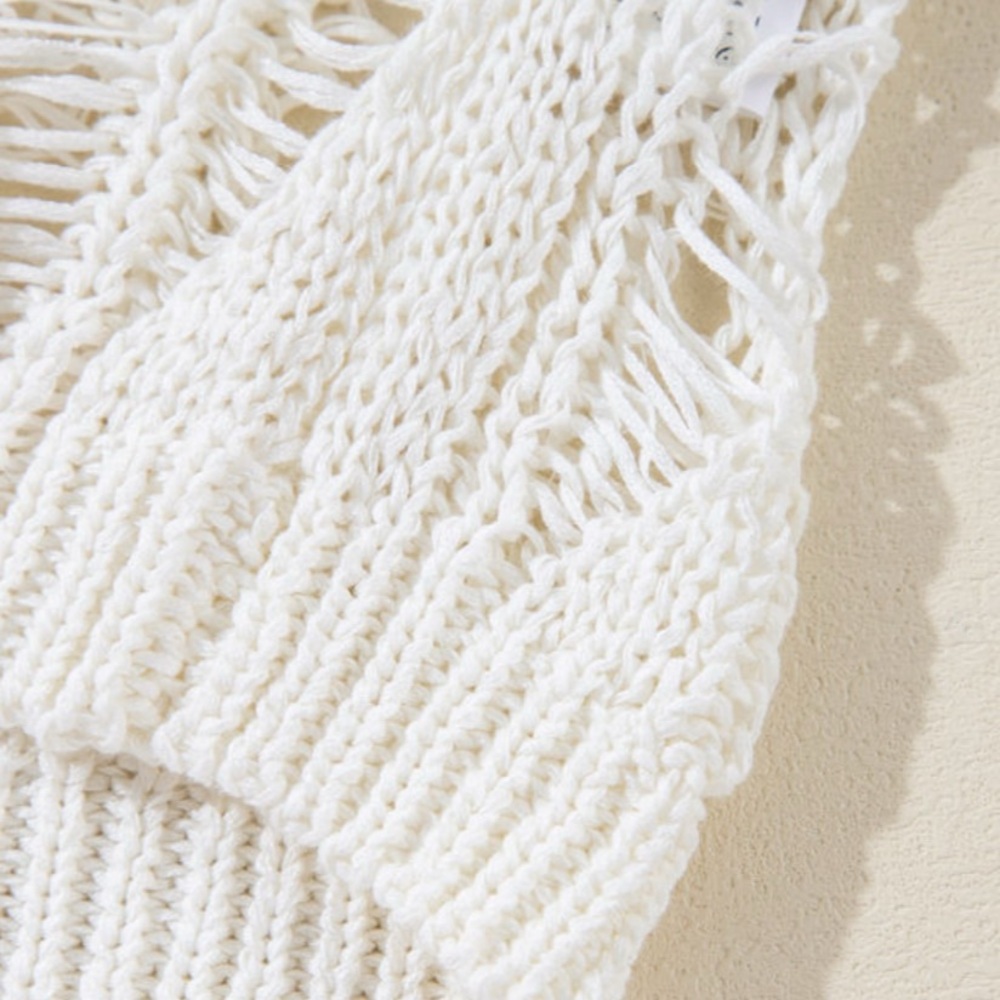 Cream Crochet Loose Fit Sweater - Picture 6 of 12
